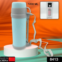Insulated bottle with lid opened
