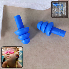 Set of reusable silicone swimming ear plugs