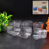 Crystal Clear 6pc Diamond Plastic Glass Set with Tray