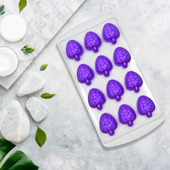 Creative silicone fruit-shaped ice cube tray on white background