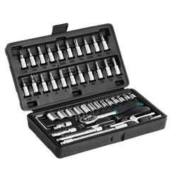 DeoDap 46pcs Metal Socket Set (Black, 46pcs) - key feature close-up