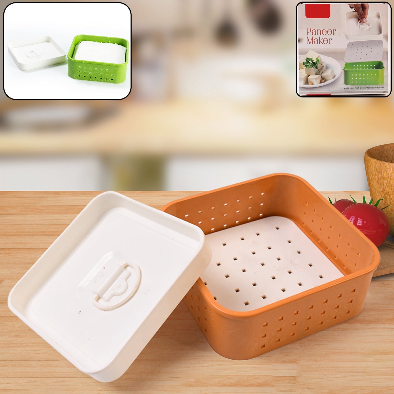 Square Shape Paneer Maker with Lid from Bake & Dwell