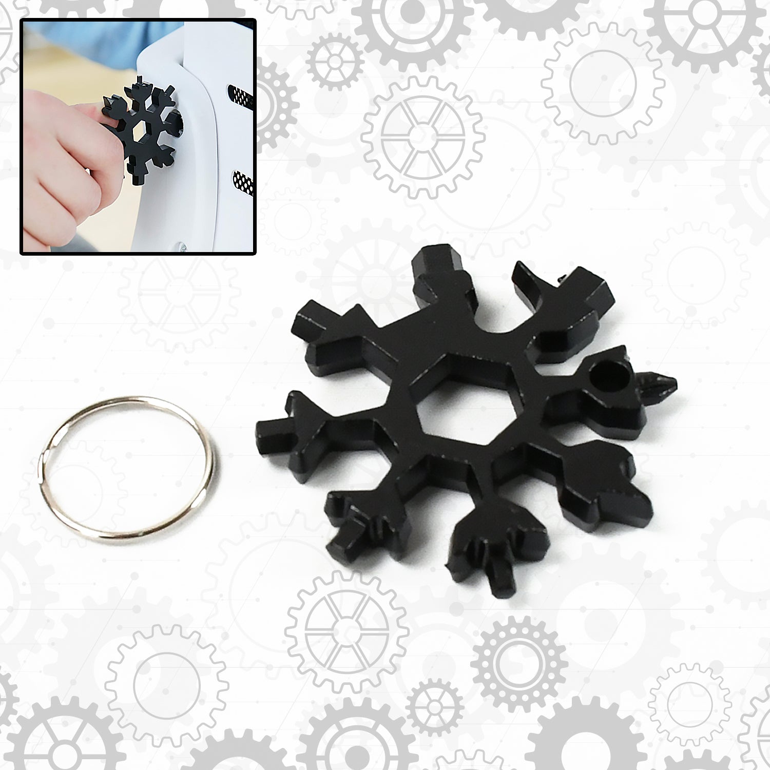 18-in-1 Stainless Steel Snowflake Multi-Tool front view