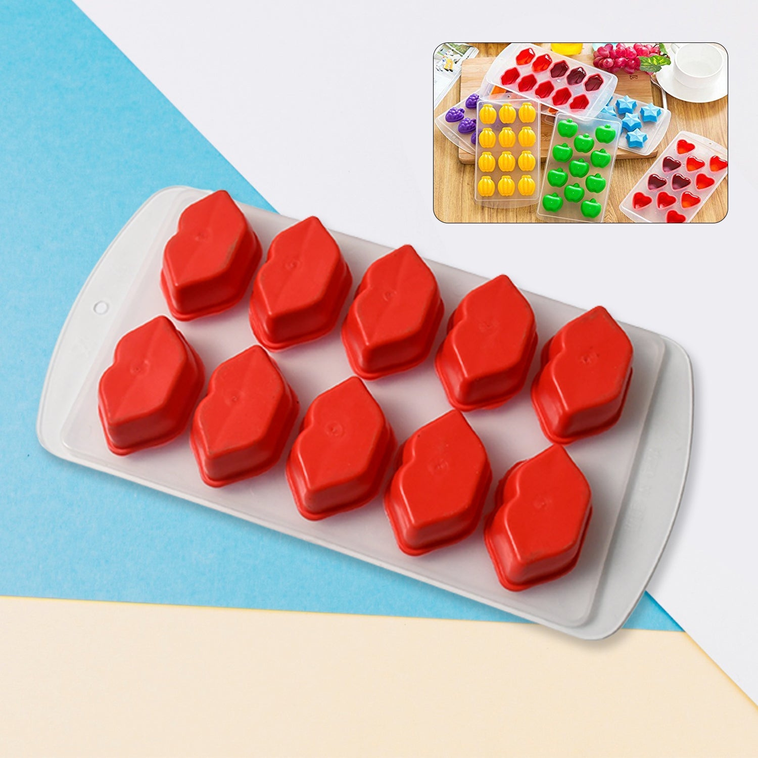 Creative silicone ice cube tray with multi fruit shapes