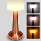 Touch control LED desk lamp with cone design on table