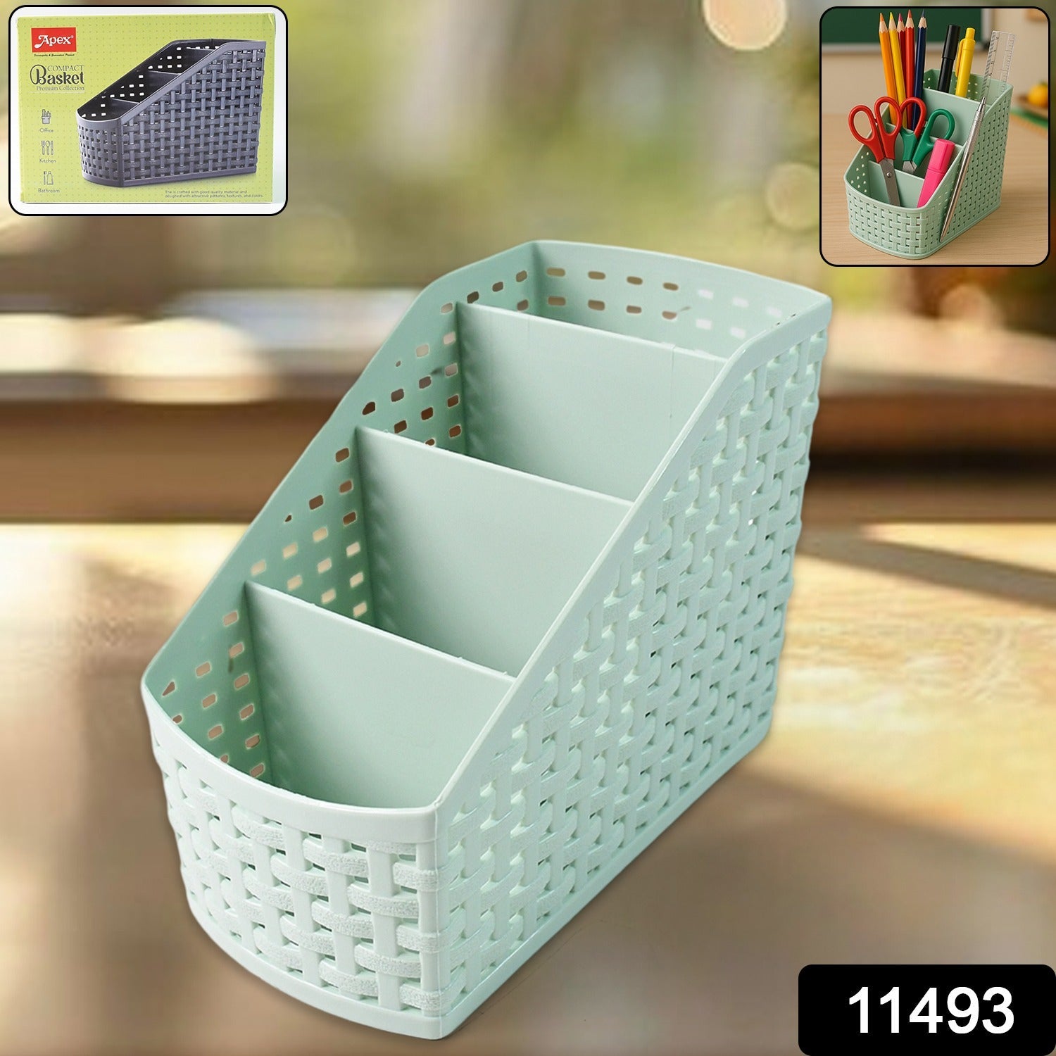 Apex 4-Section Organizer Basket filled with various household items