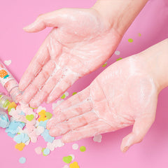 Portable floral paper soap strips in test tube bottle