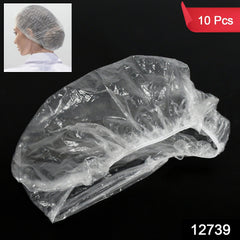 Individual disposable shower cap wrapped in clear pouch