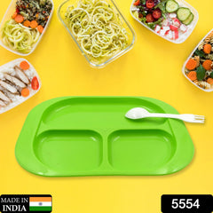 White 3-compartment plate with matching spoon