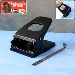 Heavy-Duty Metal 2-Hole Paper Punch Machine front view