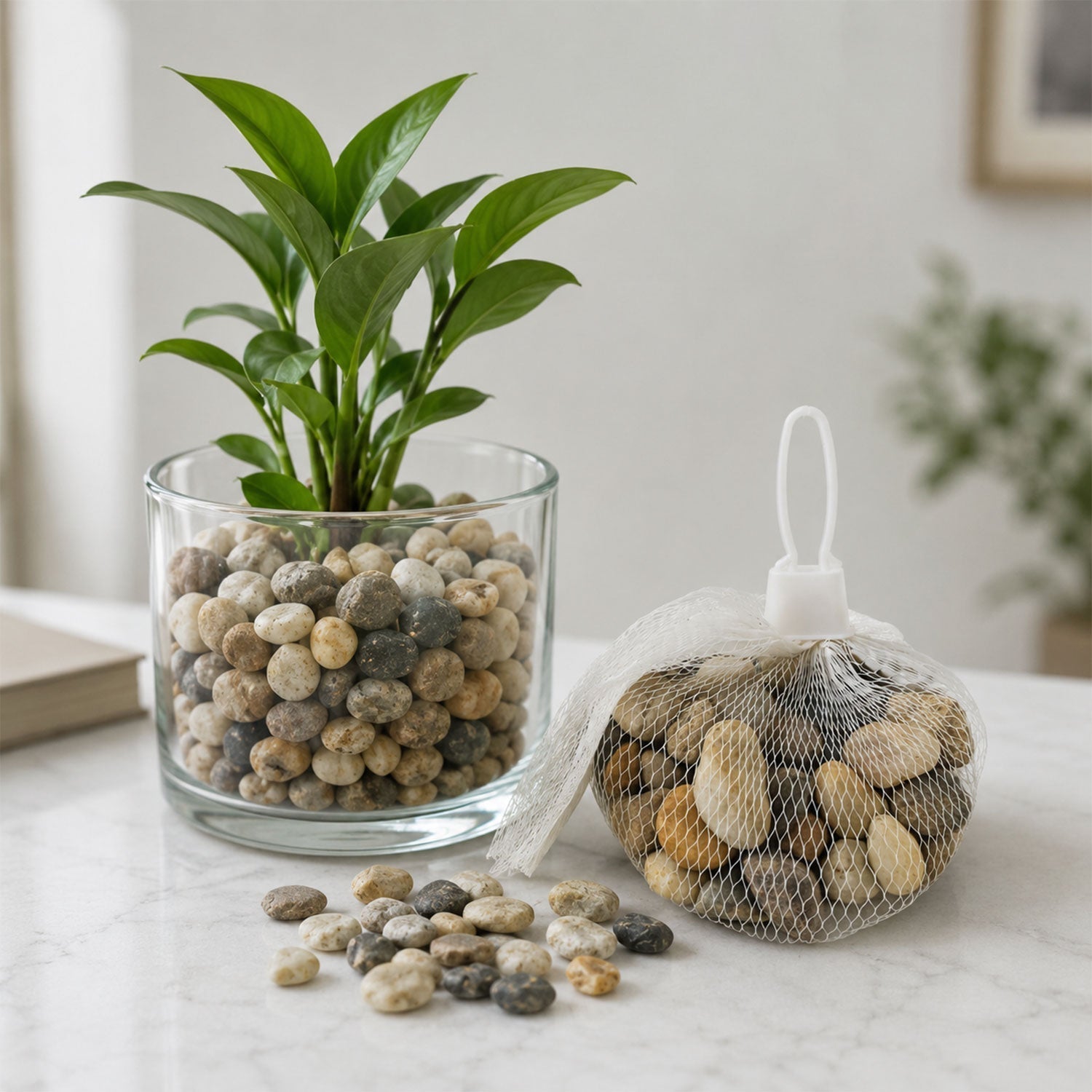 Natural river pebbles stones set