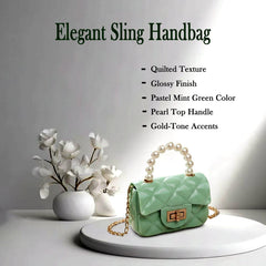 Mini fashion handbag with pearl handle and chain strap
