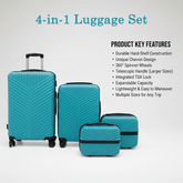 Premium 4-in-1 hard shell ABS trolley luggage set in sleek dark color