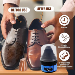 Leather shoes polished using instant shoe shine sponge