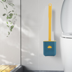 Silicone toilet brush with holder on white background