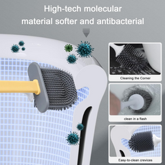 Close-up of flexible soft bristles on silicone toilet brush