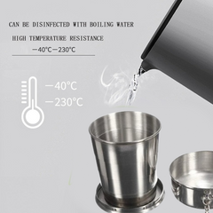 Folded stainless steel cup with dust-proof lid attached