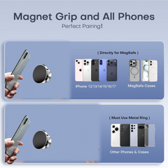 Compact magnetic phone holder on office desk