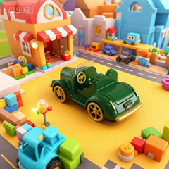 Close-up of fun vintage car toy wheels and details
