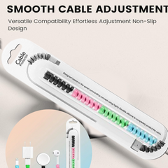 Illustration of spiral cable protector installation process