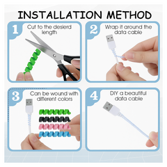 Flexible silicone spiral cable protector on phone charger cable