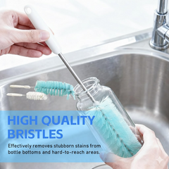 Close up of nylon bristles on bottle cleaning brush