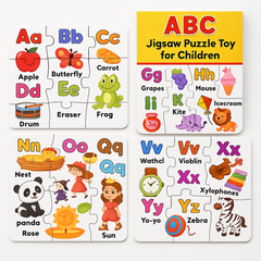 Jigsaw puzzle with letters and corresponding images