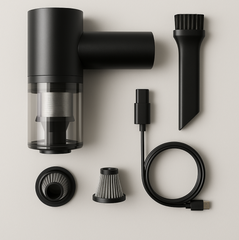 Compact 2-in-1 vacuum cleaner in use cleaning corner
