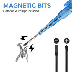 Metal linemen voltage tester screwdriver front view.