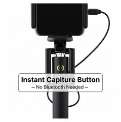 Accessory setup for selfie stick with aux wire