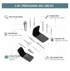 Stainless steel nail scissors included in grooming kit