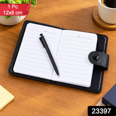 Lined Pocket Notebook Diary with Pen and Snap Closure (1 Pc, 12 x 8 Cm)