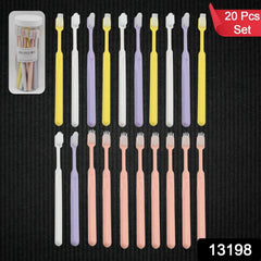 Plastic round box containing toothbrush set