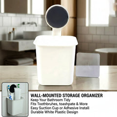 Plastic bathroom storage organizer for toothbrushes and toothpaste