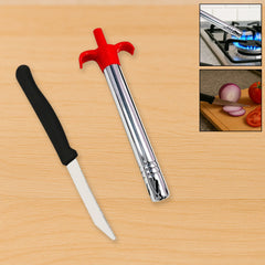 2-in-1 stainless steel gas lighter and kitchen knife set