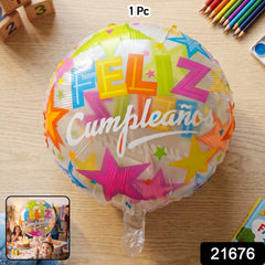 Round foil birthday balloon bright
