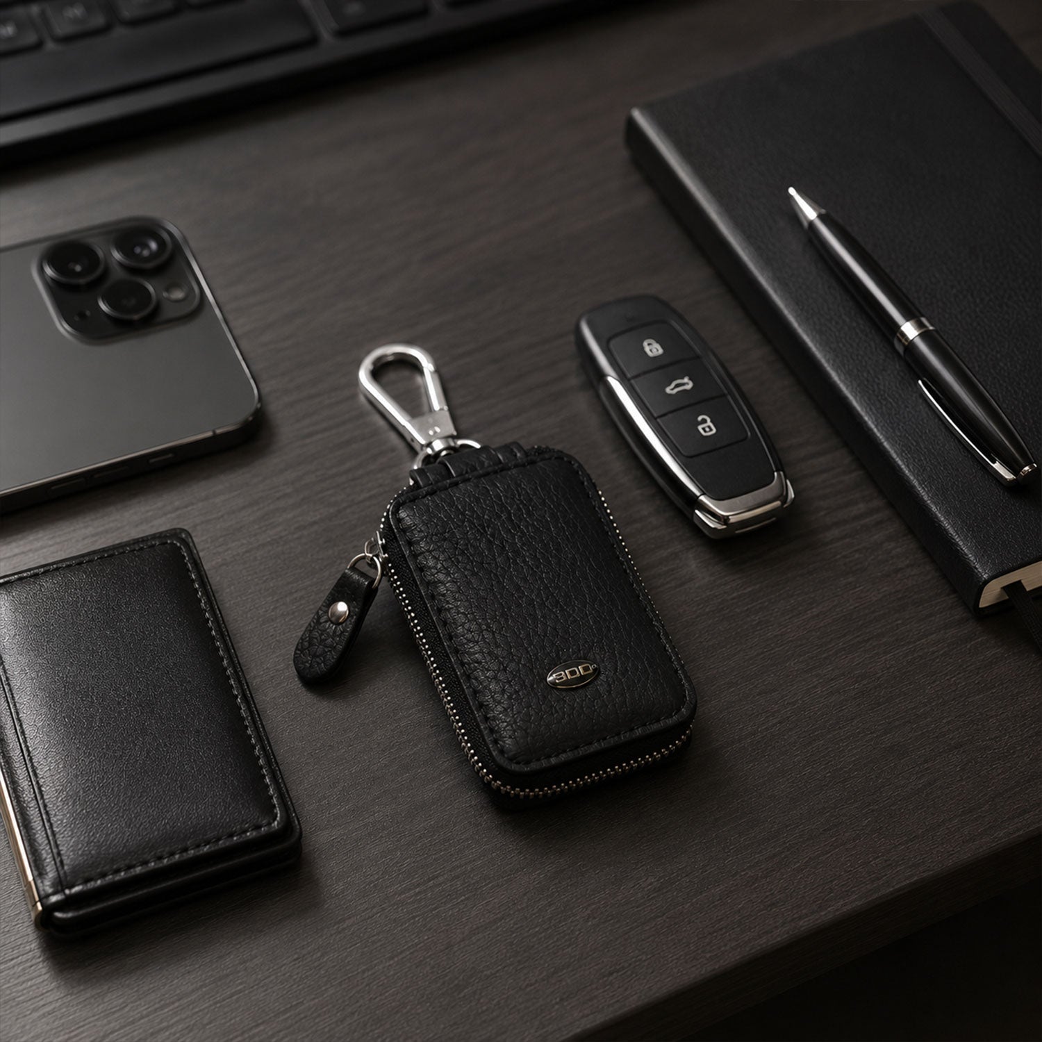 Leather car key case holder pouch