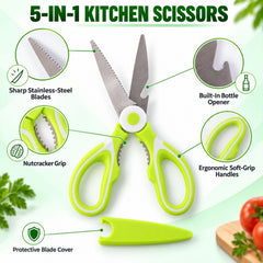 Multipurpose kitchen scissors with protective cover - multipurpose features