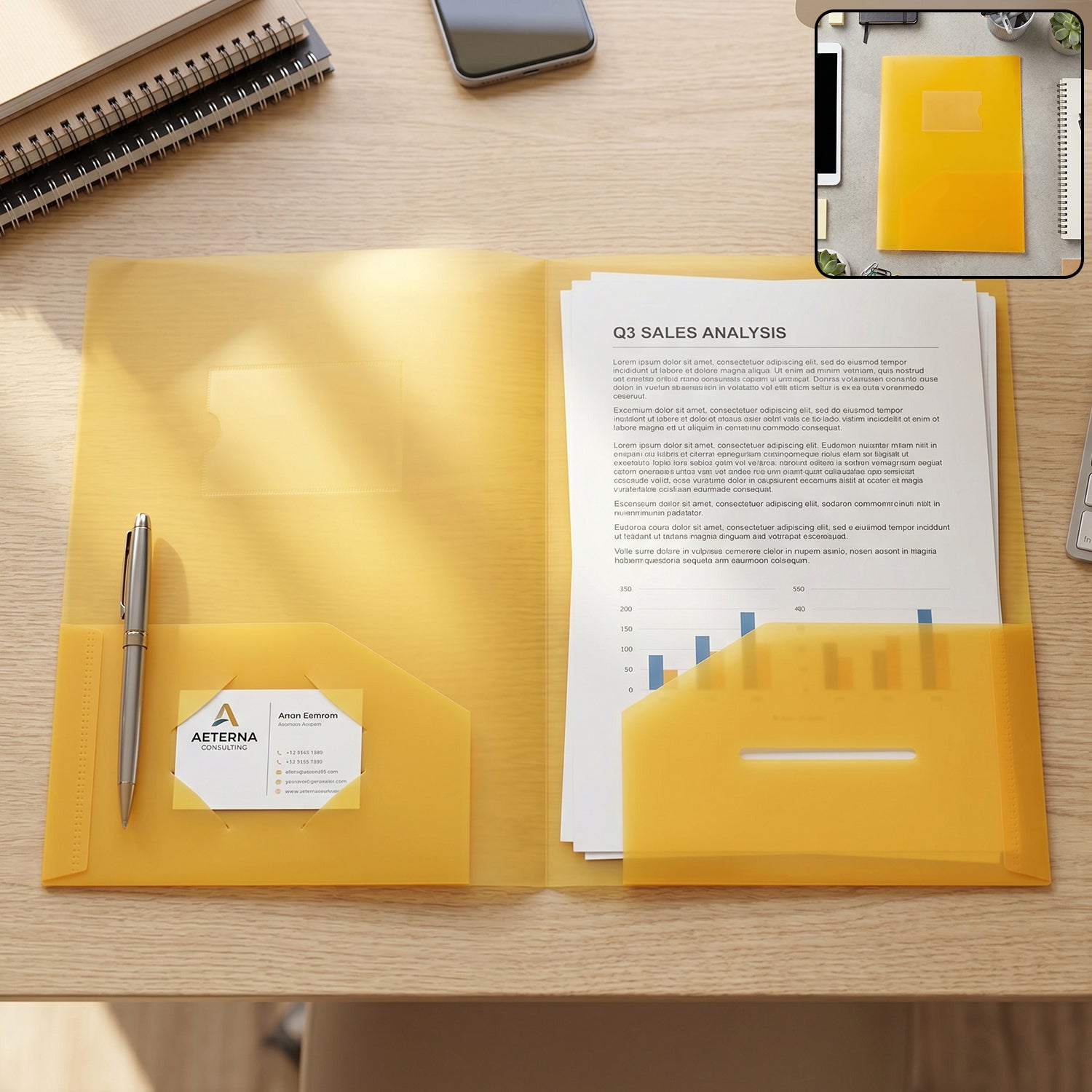 Plastic document folder waterproof A4 card slot