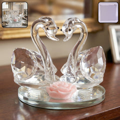 Glass couple swan home decor