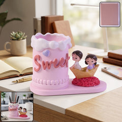 Romantic couple pen holder stand