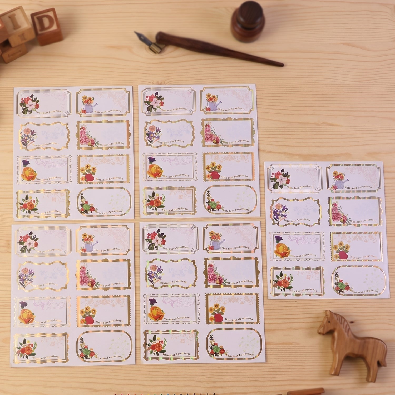 Gift tag stickers floral foil labels