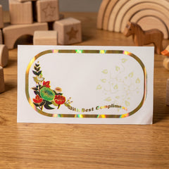 Floral foil tag stickers detail