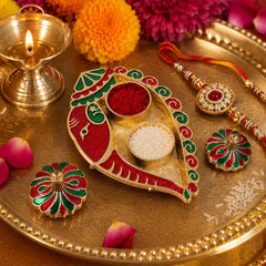 Leaf shaped kankavati kumkum holder