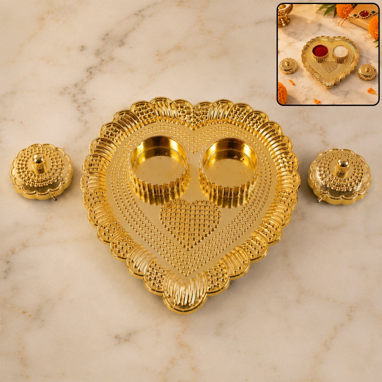 Heart shaped kankavati kumkum holder