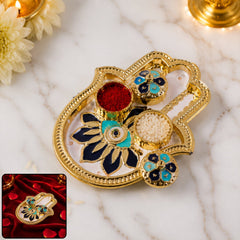 Hand shaped kankavati kumkum holder