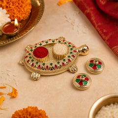 Tortoise kumkum holder detail