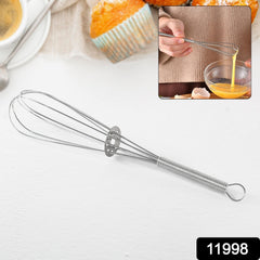 Handheld stainless steel kitchen whisk for batter and sauce preparation
