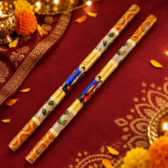 Decorated wooden Dandiya stick pair with festive artwork