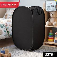 Premium Foldable Laundry Basket Solid Fabric Clothes Hamper (1 Pc, 37x37x60cm)